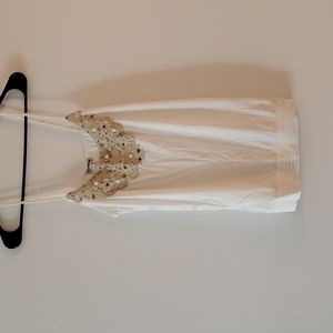 Banded-waist Spaghetti strap tank top